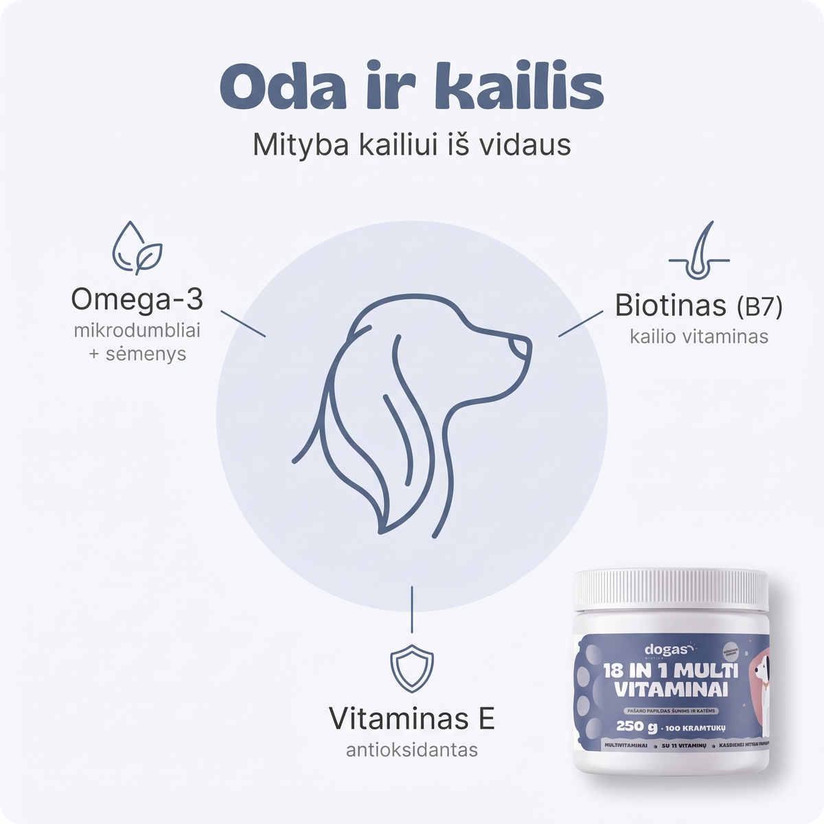 18in1 multivitaminai – oda ir kailis
