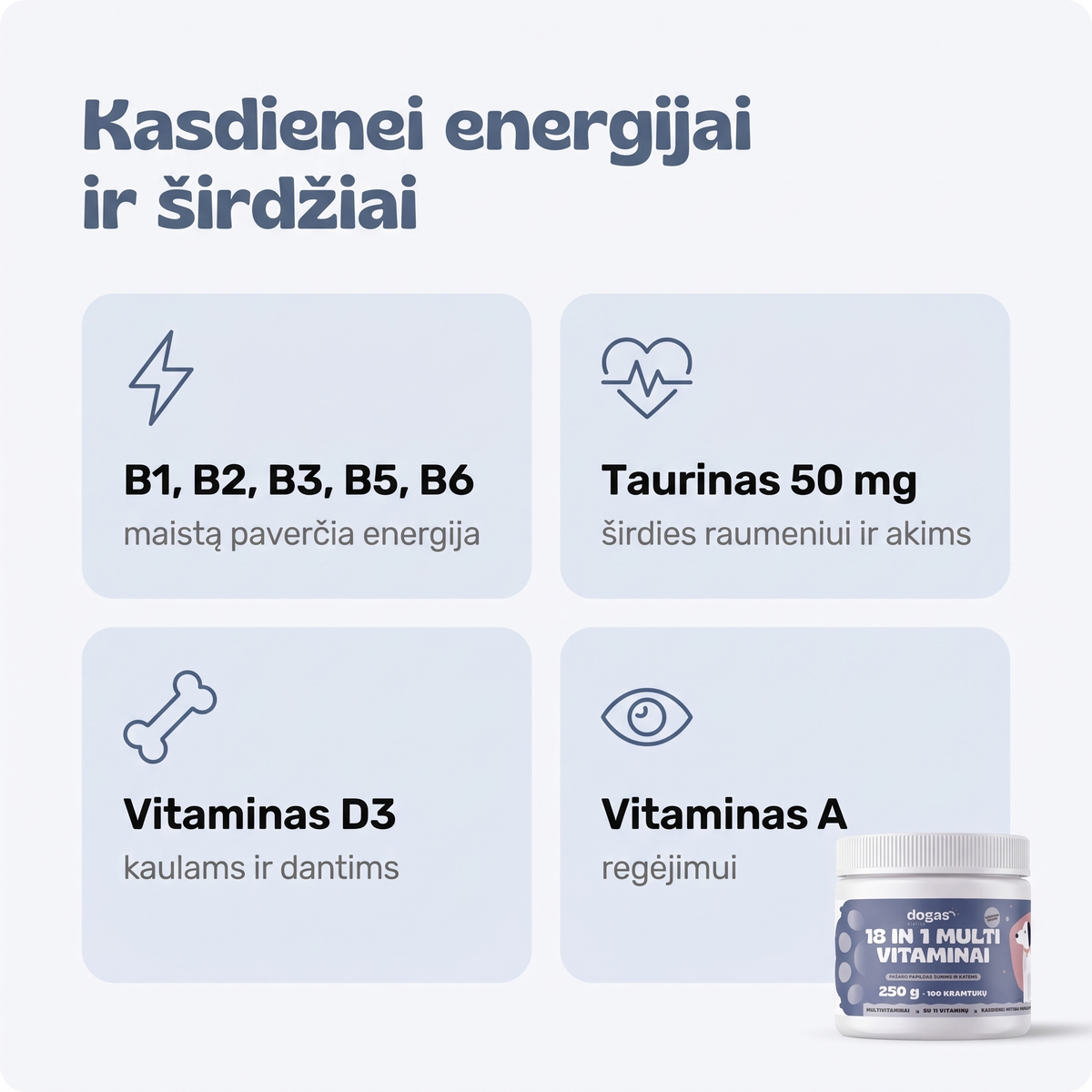 18in1 multivitaminai – energijai ir širdžiai